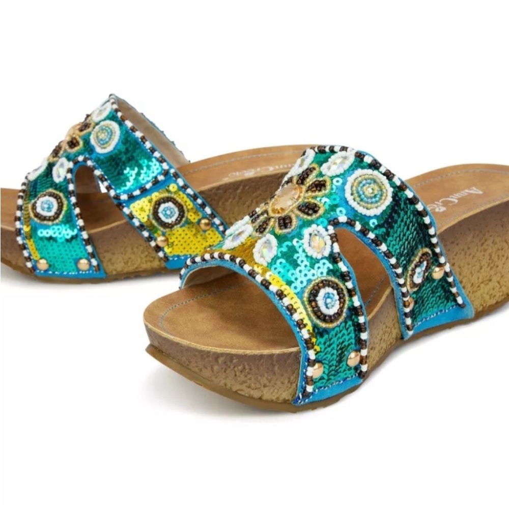 ANN CREEK EMBELLISHED WEDGE SANDAL - - SZ8